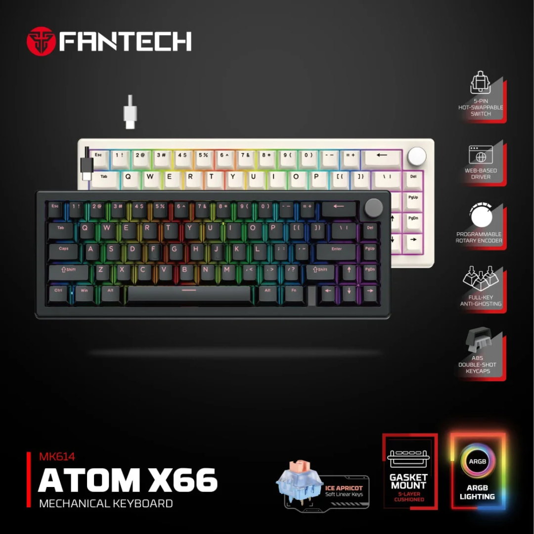 Fantech Atom X66 MK614 RGB Mechanical Gaming Keyboard 4 Fantech Atom X66 MK614 RGB Mechanical Gaming Keyboard - Image 4