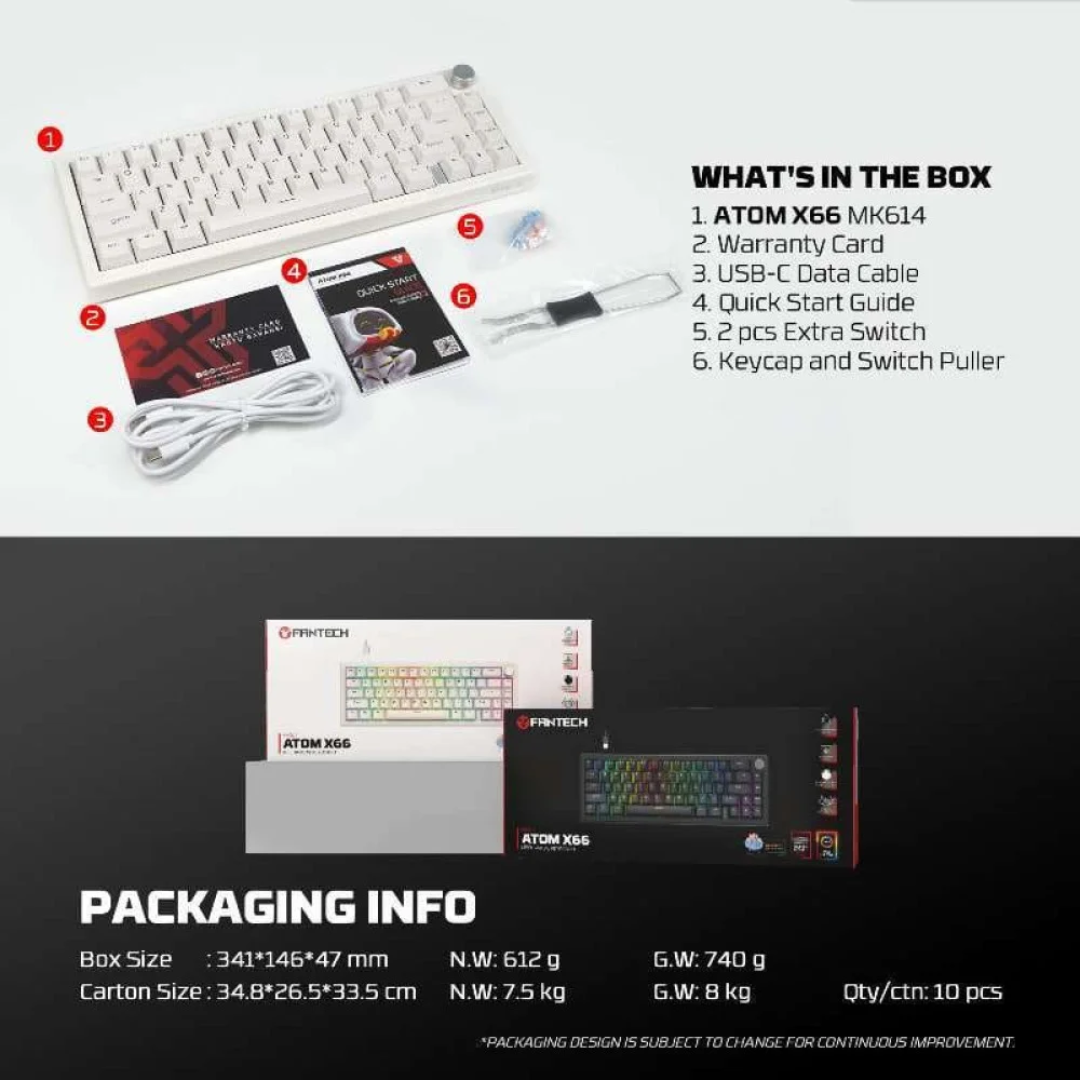 Fantech Atom X66 MK614 RGB Mechanical Gaming Keyboard 6 Fantech Atom X66 MK614 RGB Mechanical Gaming Keyboard - Image 6