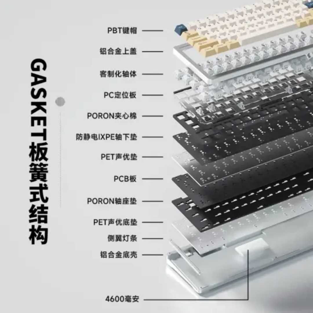 XINMENG M71 V2 Aluminum Tri-mode Wireless Mechanical Keyboard, SOY Milk 8 XINMENG M71 V2 Aluminum Tri-mode Wireless Mechanical Keyboard, SOY Milk - Image 8