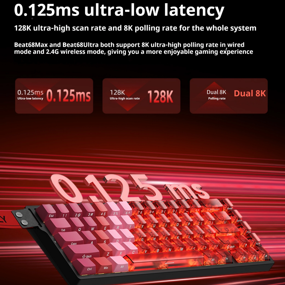 Xinmeng Beat68 RGB 8K Wired Magnetic Switch Keyboard, Red Crystal Transparent 2 Xinmeng Beat68 RGB 8K Wired Magnetic Switch Keyboard, Red Crystal Transparent - Image 2