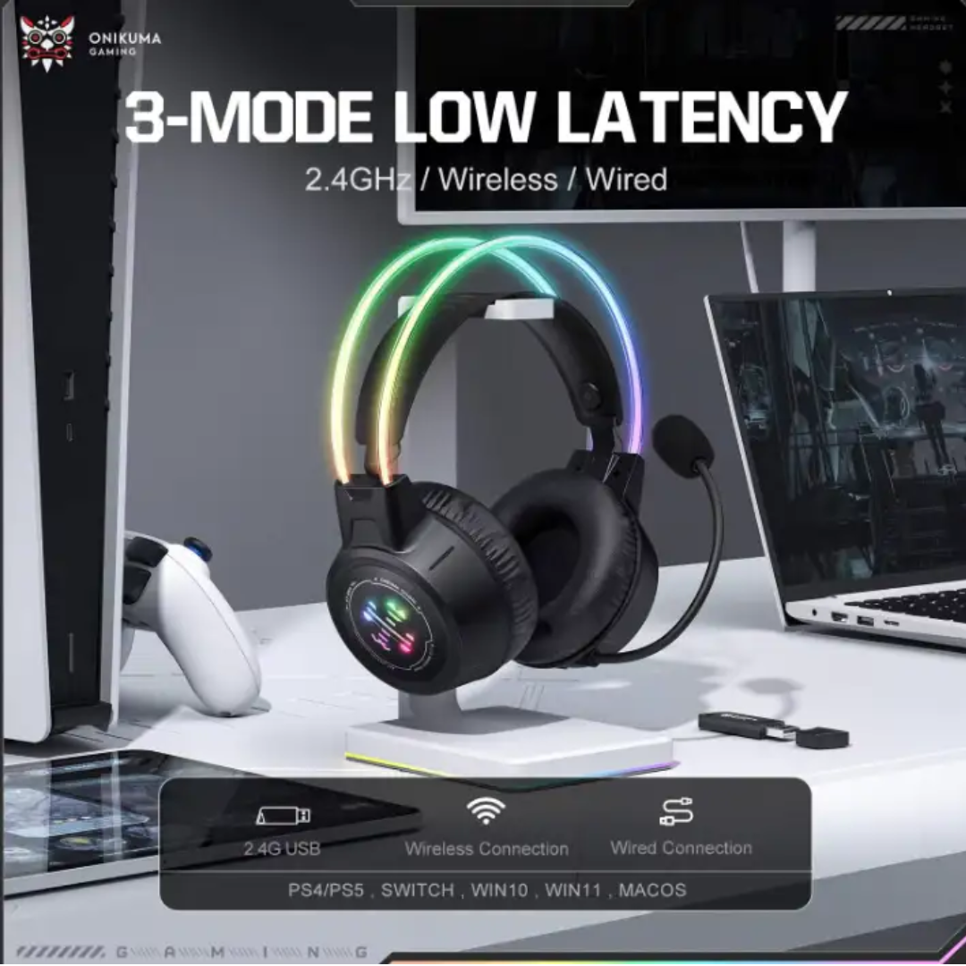 ONIKUMA GT889 Gaming Headset Triple-Mode RGB Lighting with Mic 4 ONIKUMA GT889 Gaming Headset Triple-Mode RGB Lighting with Mic - Image 4