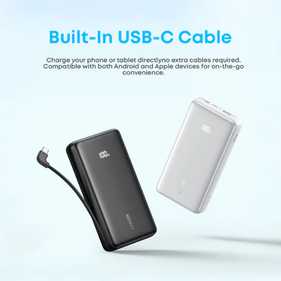 Anker Zolo 10000mAh 22.5W Power Bank with Built-in USB-C Cable 3 Anker Zolo 10000mAh 22.5W Power Bank with Built-in USB-C Cable - Image 3