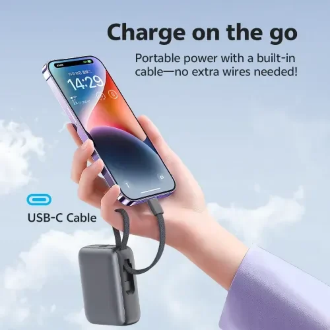 QCY PB10C 10000mAh 35W PD Fast Charging Mini Power Bank with Built-in Type C Cable 3 QCY PB10C 10000mAh 35W PD Fast Charging Mini Power Bank with Built-in Type C Cable - Image 3
