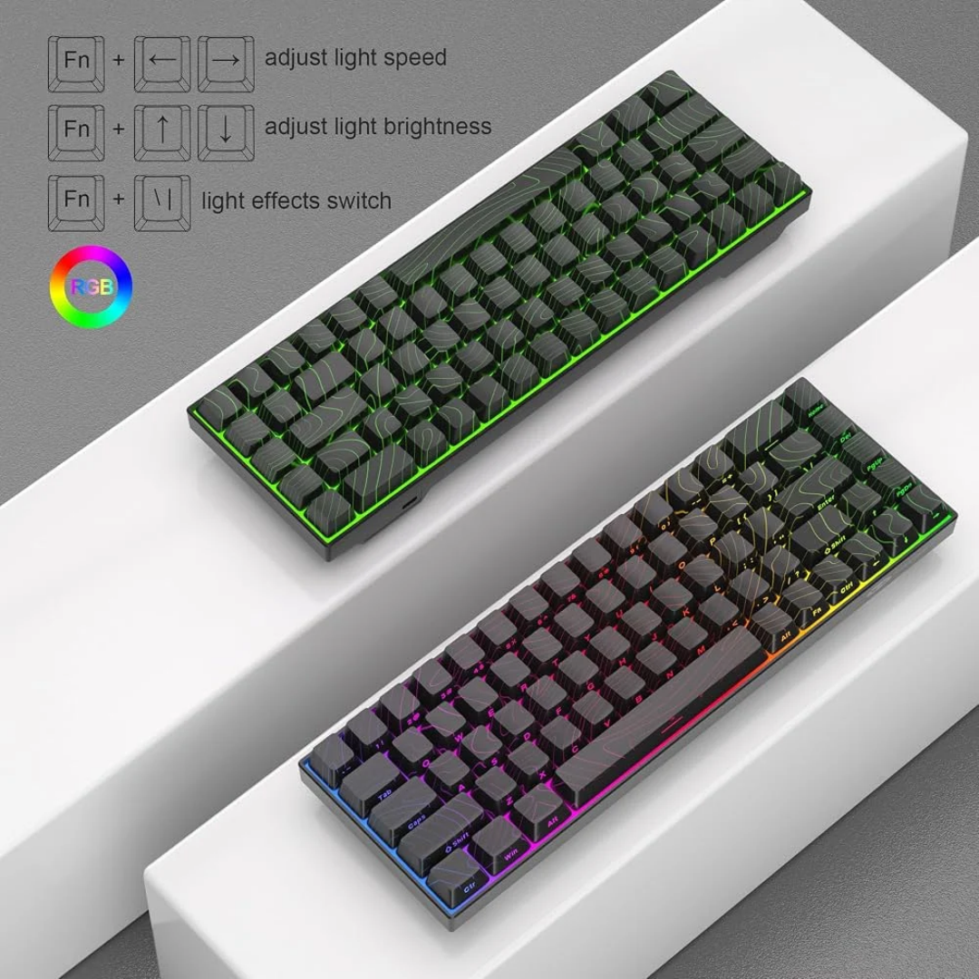 MageGee MK-BOX Black Topographic Side Printed RGB Wired Mechanical Keyboard-Red Switch 2 MageGee MK-BOX Black Topographic Side Printed RGB Wired Mechanical Keyboard-Red Switch - Image 2