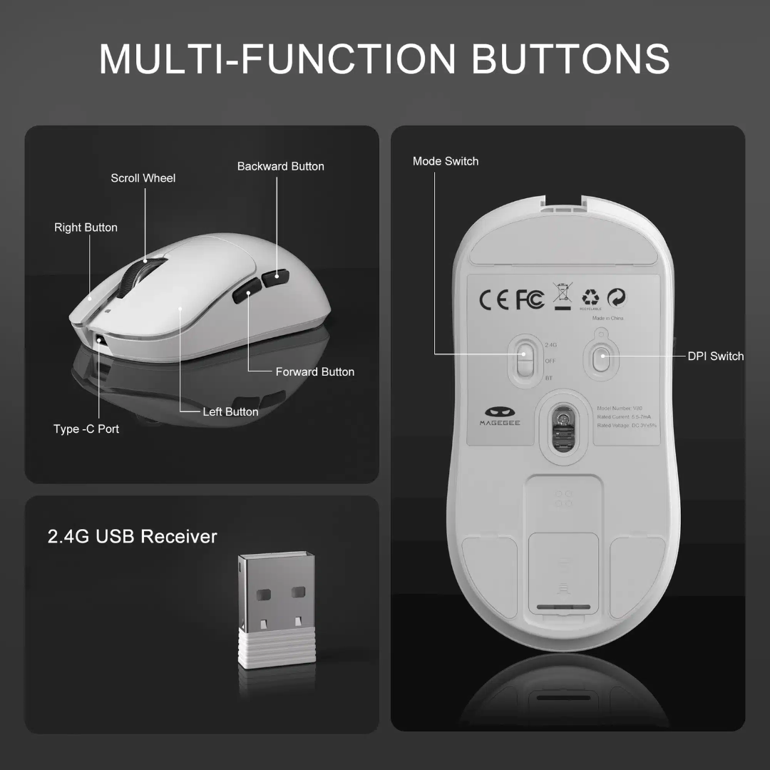 MageGee Scout Tri-mode Wireless Gaming Mouse 4 MageGee Scout Tri-mode Wireless Gaming Mouse - Image 4